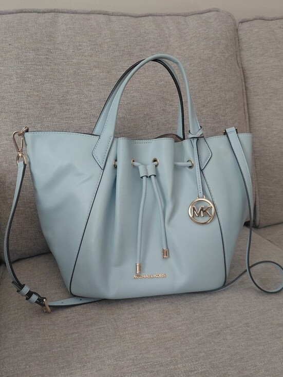 Michael Kors Handbags - Michael Kors Phoebe Blue Drawstring Tote with Gold Hardware